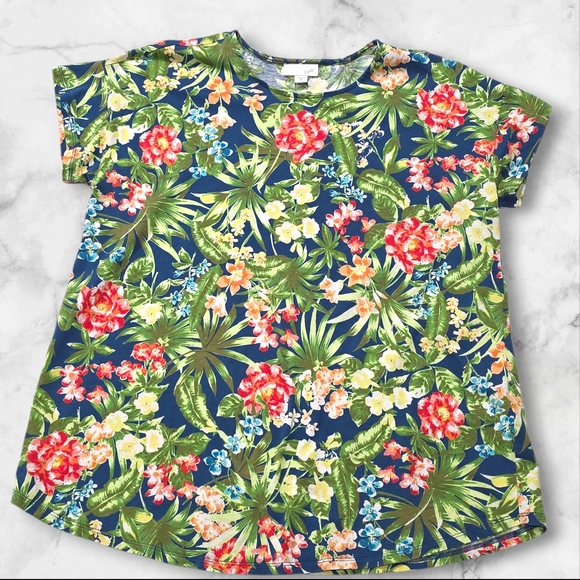 J. Jill Tops - J.Jill Short Sleeve Tropical Shirt Top Blouse Size Medium (M) C88